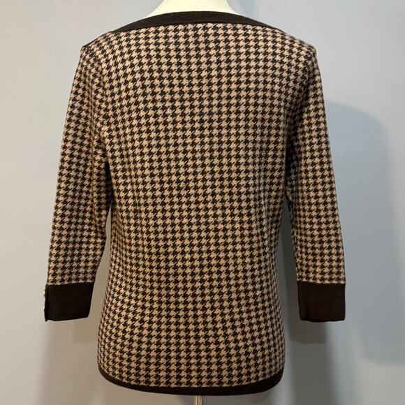 Talbots 100% Merino Wool Houndstooth Boat Neck Sweater 3/4 Sleeve, Size S Petite - Picture 4 of 7